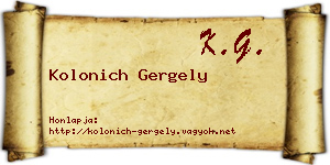 Kolonich Gergely névjegykártya